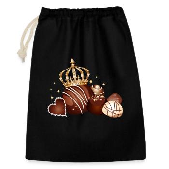 Pralinés au chocolat fin ornés de couronnes dorées - Sac cadeau 30 x 45 cm - noir - Devant