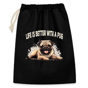 Life is better with a pug - Gift Bag 30 x 45 cm - black - Front