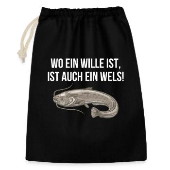 Catfish Saying Angel Print - Gift Bag 30 x 45 cm - black - Front