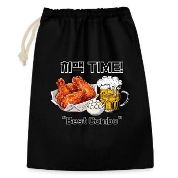 ChiMaek Time – Korean Chicken & Beer - Geschenkbeutel aus Baumwolle (30 x 45 cm) - Schwarz - Vorne