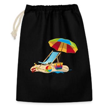 Chaise longue sur la plage - Détente en vacances - Sac cadeau 30 x 45 cm - noir - Devant