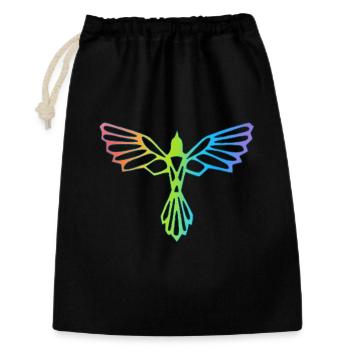 L'envol de l'oiseau multicolore - Sac cadeau 30 x 45 cm - noir - Devant