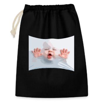 Bébé luxueux en tissu blanc - Sac cadeau 30 x 45 cm - noir - Devant