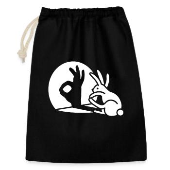 Lapin main d’ombre OK signe de geste Ok pico bello - Sac cadeau 30 x 45 cm - noir - Devant
