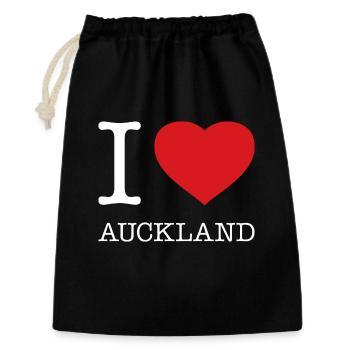 I LOVE AUCKLAND New Zealand Neuseeland - Geschenkbeutel aus Baumwolle (30 x 45 cm) - Schwarz - Vorne