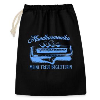 Mundharmonika - Meine treue Begleiterin - Geschenkbeutel aus Baumwolle (30 x 45 cm) - Schwarz - Vorne