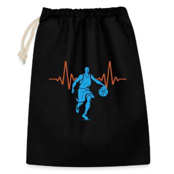 Herzschlag Basketball Puls EKG | Farben änderbar - Geschenkbeutel aus Baumwolle (30 x 45 cm) - Schwarz - Vorne