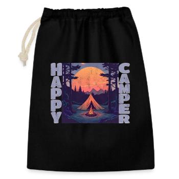Campeur heureux - Sac cadeau 30 x 45 cm - noir - Devant