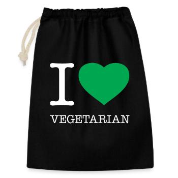 I LOVE VEGETARIAN Vegetarisch Hashtag - Geschenkbeutel aus Baumwolle (30 x 45 cm) - Schwarz - Vorne