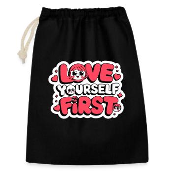 love yourself first Galentine’s Day 2026 - Sac cadeau 30 x 45 cm - noir - Devant