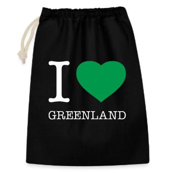 I LOVE GREENLAND Grönland - Geschenkbeutel aus Baumwolle (30 x 45 cm) - Schwarz - Vorne