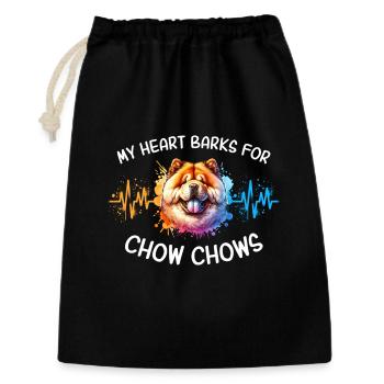 Chowchow Herzlinie - Geschenkbeutel aus Baumwolle (30 x 45 cm) - Schwarz - Vorne