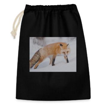 Renard des neiges Pixel Art - Sac cadeau 30 x 45 cm - noir - Devant