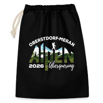 Alpenüberquerung 2026, Oberstdorf Meran, Wandern - Geschenkbeutel aus Baumwolle (30 x 45 cm) - Schwarz - Vorne