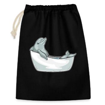 Delfin Baden Badewanne - Geschenkbeutel aus Baumwolle (30 x 45 cm) - Schwarz - Vorne