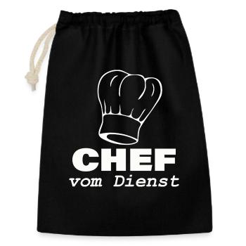 CHEF VOM DIENST - Geschenkbeutel aus Baumwolle (30 x 45 cm) - Schwarz - Vorne
