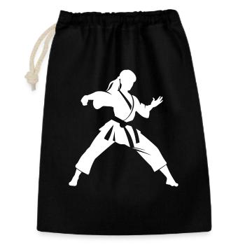 Karateka Femme Croquis - Sac cadeau 30 x 45 cm - noir - Devant
