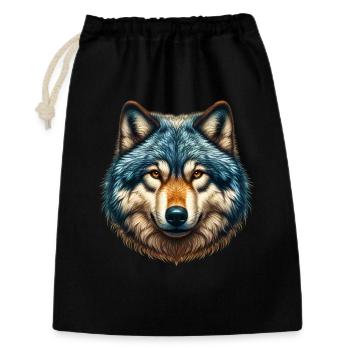 Wolf - Geschenkbeutel aus Baumwolle (30 x 45 cm) - Schwarz - Vorne