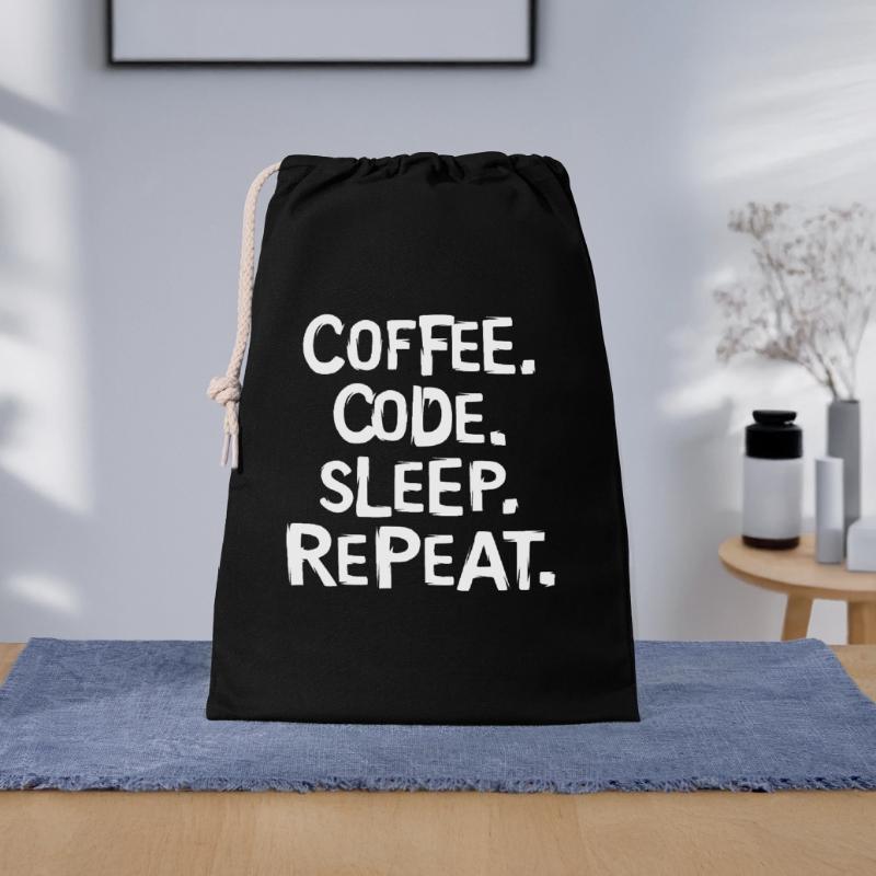 coffee code sleep - repeat Programmierer Arbeit Geschenkbeutel aus Baumwolle (30 x 45 cm)