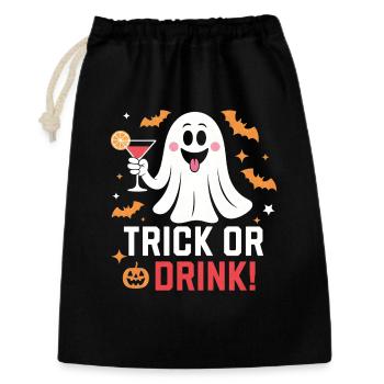 Trick or Drink! Lustiger Halloween Geist Cocktail - Geschenkbeutel aus Baumwolle (30 x 45 cm) - Schwarz - Vorne