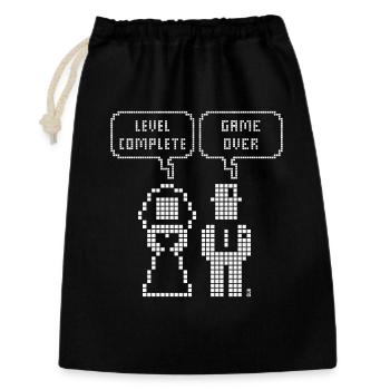 Niveau Terminé – Game Over (Mariage Enterrement de Vie de Garçon Pixel W) - Sac cadeau 30 x 45 cm - noir - Devant