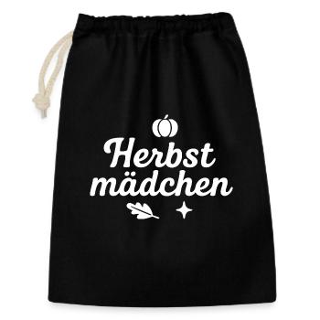 Herbstmädchen Naturmotiv Design - Geschenkbeutel aus Baumwolle (30 x 45 cm) - Schwarz - Vorne