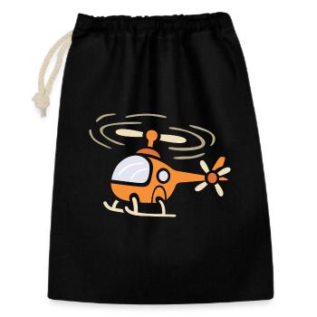 Lustiger Cartoon Helikopter im Comic Stil - Geschenkbeutel aus Baumwolle (30 x 45 cm) - Schwarz - Vorne