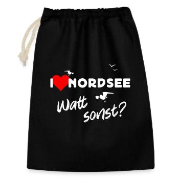 Nordsee Liebe Watt Design - Geschenkbeutel aus Baumwolle (30 x 45 cm) - Schwarz - Vorne