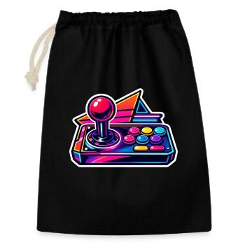 Neon Arcade Joystick Retro - Geschenkbeutel aus Baumwolle (30 x 45 cm) - Schwarz - Vorne