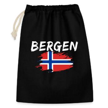 Bergen, Norvège - Sac cadeau 30 x 45 cm - noir - Devant
