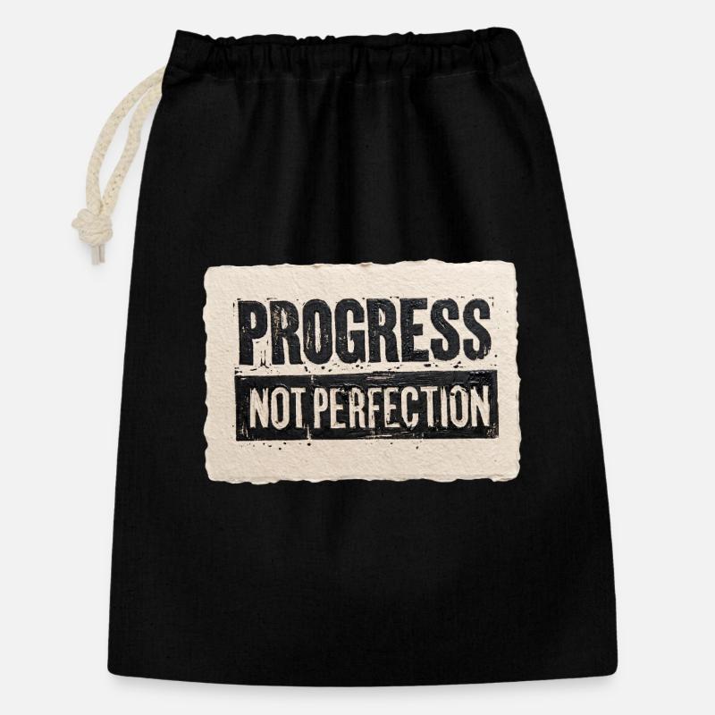 Progress-not-perfection - Gift Bag 30 x 45 cm - black