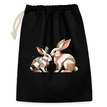 Two rabbits in geometric representation - Gift Bag 30 x 45 cm - black - Front