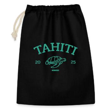 Tahiti - Tortue - Polynésie française - Schildkröte - Sac cadeau 30 x 45 cm - noir - Devant