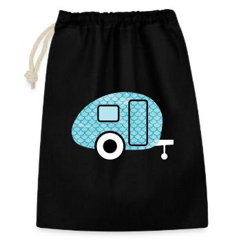 Caravan Fisch Camping Wohnwagen Schuppen Muster - Geschenkbeutel aus Baumwolle (30 x 45 cm) - Schwarz - Vorne