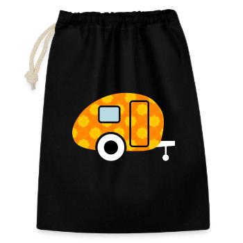 Caravan Caravan Flowers Camping Retro Vintage Fan - Gift Bag 30 x 45 cm - black - Front