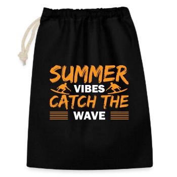 Summer catch the wave - Geschenkbeutel aus Baumwolle (30 x 45 cm) - Schwarz - Vorne