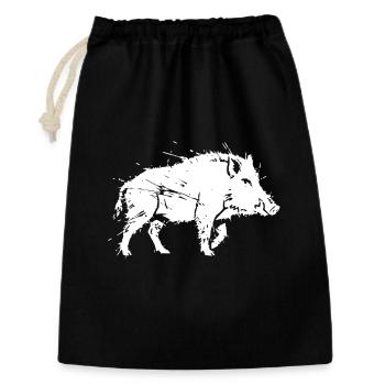 Wildschwein Grunge Kratzer Jagd Vektor - Geschenkbeutel aus Baumwolle (30 x 45 cm) - Schwarz - Vorne