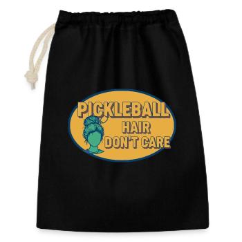 Pickleball Cheveux S’en Fiche, Joueur Drôle Amour - Sac cadeau 30 x 45 cm - noir - Devant
