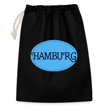 Hamburg Retro Schriftlogo Blau Oval - Geschenkbeutel aus Baumwolle (30 x 45 cm) - Schwarz - Vorne