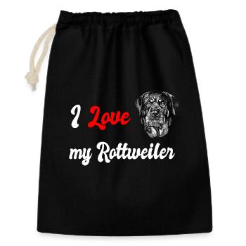 Ich liebe meinen Rottweiler Hunde Design - Geschenkbeutel aus Baumwolle (30 x 45 cm) - Schwarz - Vorne