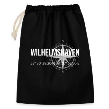 Koordinaten Wilhelmshaven - Geschenkbeutel aus Baumwolle (30 x 45 cm) - Schwarz - Vorne