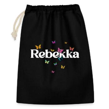 Beau nom de fille avec des papillons REBEKKA - Sac cadeau 30 x 45 cm - noir - Devant