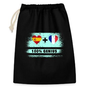 Espagne et France 100% drapeau de génie - Sac cadeau 30 x 45 cm - noir - Devant