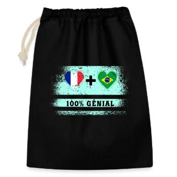Drapeau France et Brésil 100% génial - Sac cadeau 30 x 45 cm - noir - Devant