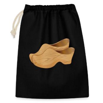 Two Dutch wooden shoes also called clogs - Gift Bag 30 x 45 cm - black - Front