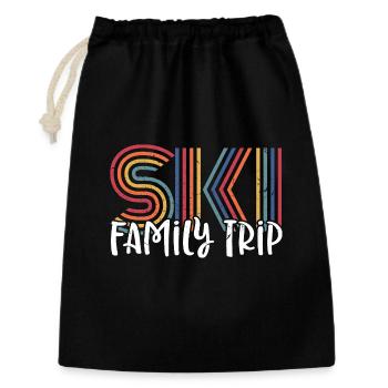 Voyage de ski en familleDesign de rayures arc-en-ciel vibrantes - Sac cadeau 30 x 45 cm - noir - Devant