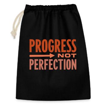 Progress Not Perfection Fortschritt zählt - Geschenkbeutel aus Baumwolle (30 x 45 cm) - Schwarz - Vorne