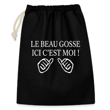 Beau gosse Cadeau humour personnalisé - Sac cadeau 30 x 45 cm - noir - Devant