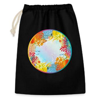 Bunte Unterwasserwelt mit Korallen - Geschenkbeutel aus Baumwolle (30 x 45 cm) - Schwarz - Vorne
