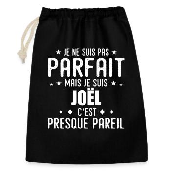 Joël : authentique, imparfait, top, perfection - Sac cadeau 30 x 45 cm - noir - Devant